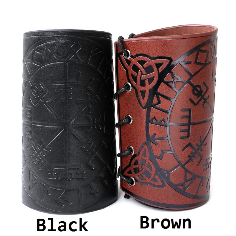 Toten Design Nordic Viking Odin Compass Bangles for Man Riding Protective Gear Embossed Wide Leather Wristband Punk Jewelry bangle bracelet leather bracelets leather bracelet