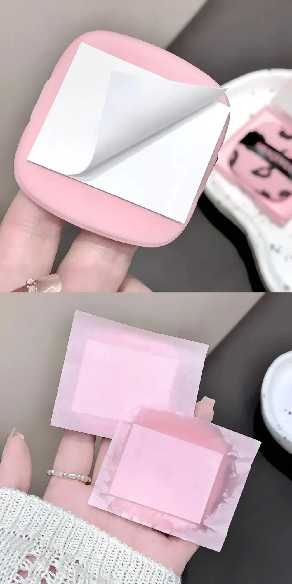 Facial Oil Blotting Paper Sheets With Mirror And Storage Box_voghion.com