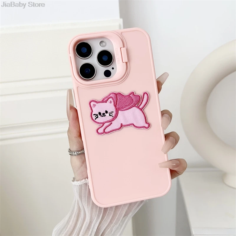 Custodia morbida in silicone per telefono con protezione antiurto per fotocamera con motivo a gatto e cane liquido per iPhone 11 12 13 14 15 16 Pro Max Plus_voghion.com