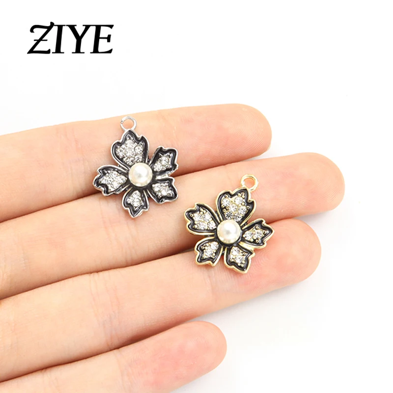 

10pcs Sparkling Sakura Crystal Charms Flower Imitation Pearl Pendants for Making Jewelry DIY Handmade Accessories Supplies Craft