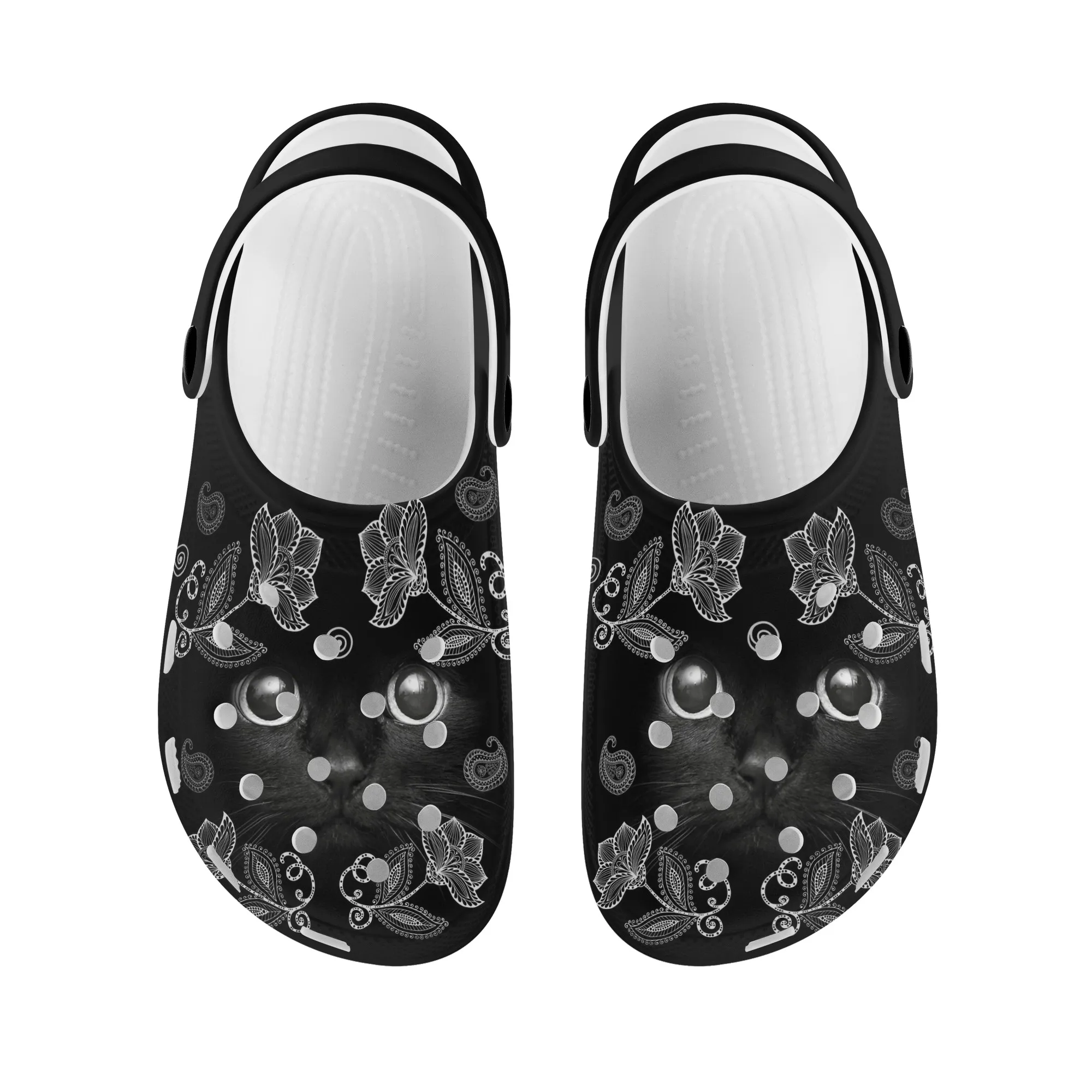 Tribal Cat Casual Indoor Bathroom Flat Slippers Summer Non-Slip Lightweight Beach Sandals Comfortable Outdoor Walking Hole Shoes