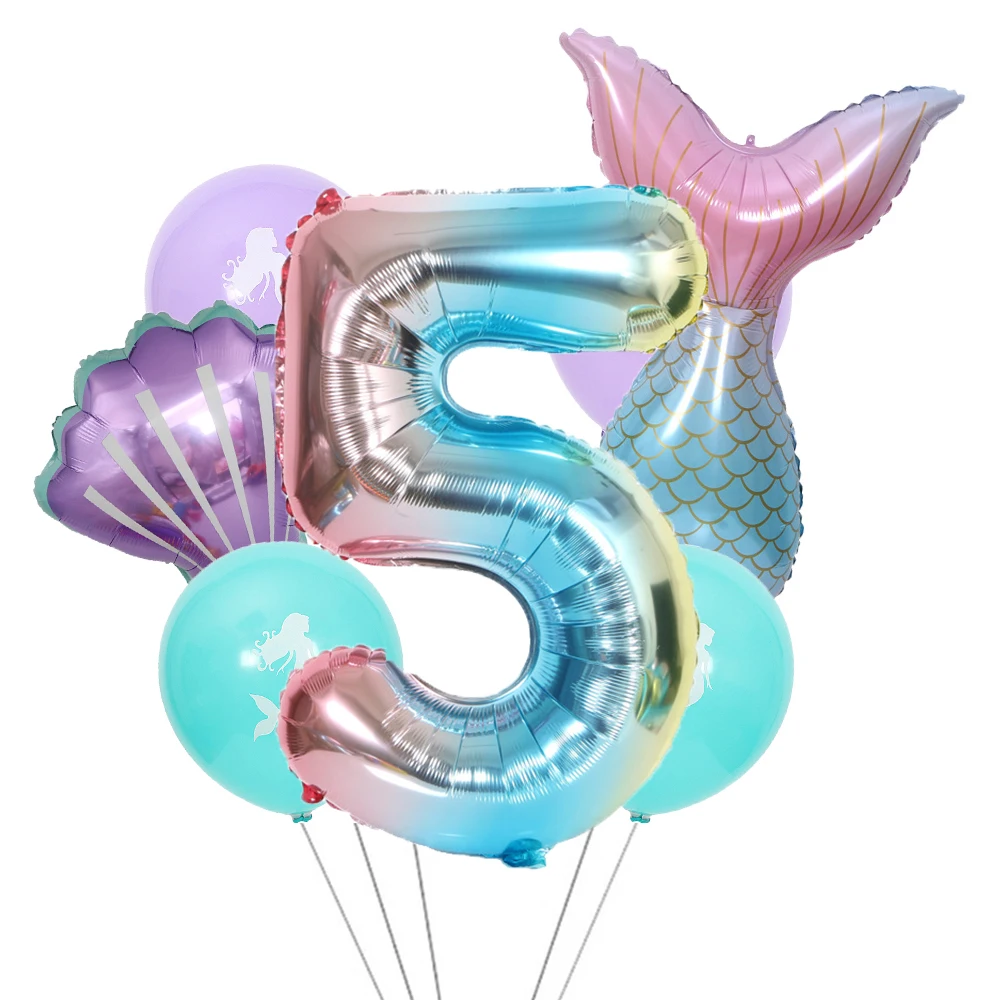 Meerjungfrau-Party-Luftballons, 32 Zoll, 1, 2, 3, Folien-Zahlenballon, Meerjungfrauenschwanz für Mädchen, Geburtstagsparty-Dekorationen, Babyparty, Helium-Globos – Detail 14