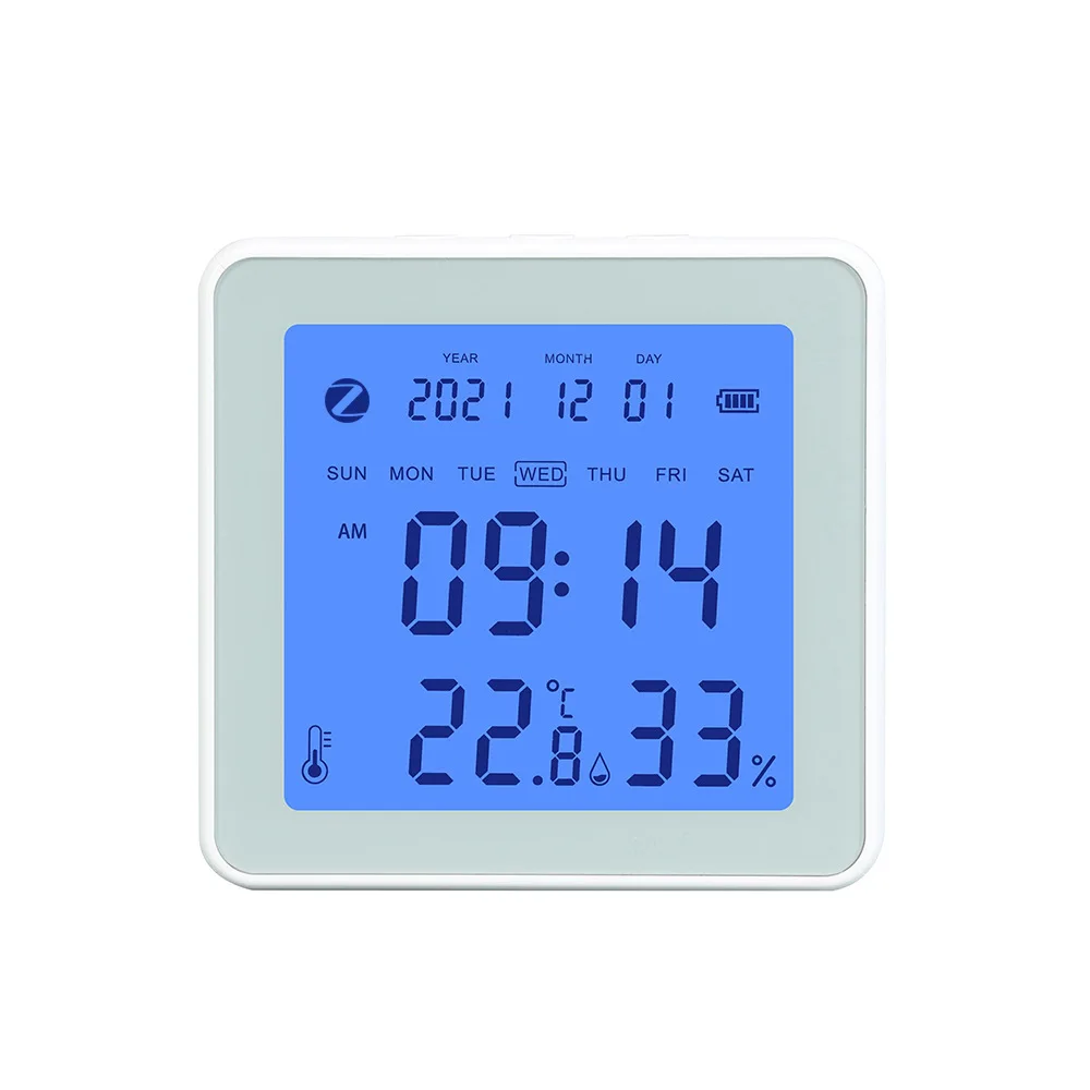 Zigbee wireless temperature and humidity sensor alarm clock backlight remote monitoring temperature hygrometer