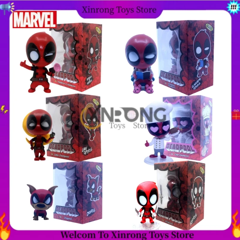 

6-12cm Hot Toys Q Version Marvel Deadpool Dogpool Lady Deadpool Movie Character Action Figures Model Car Decoration Kid Toy Gift