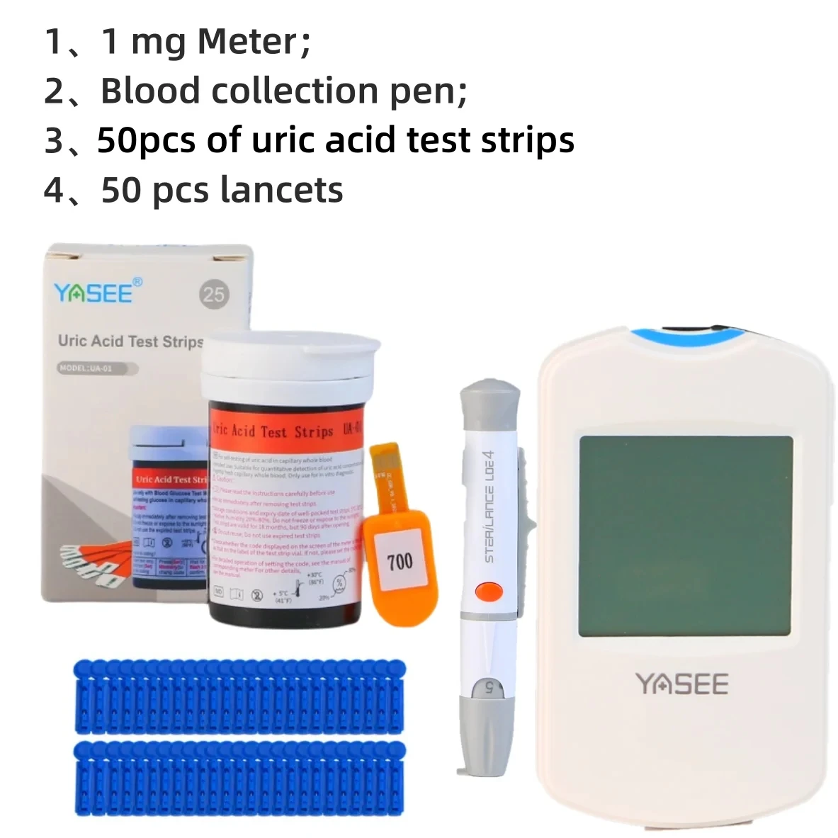 Multifunctional Glucose, Ketone, and Uric Acid Testing Kit with Large LCD Display