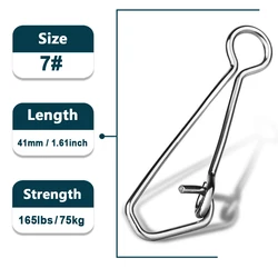 Enhanced Stainless Steel Fishing Snap Clip - Ultra-Durable Saltwater Connector - 50 Pcs (Size-7  41mm 75kg)