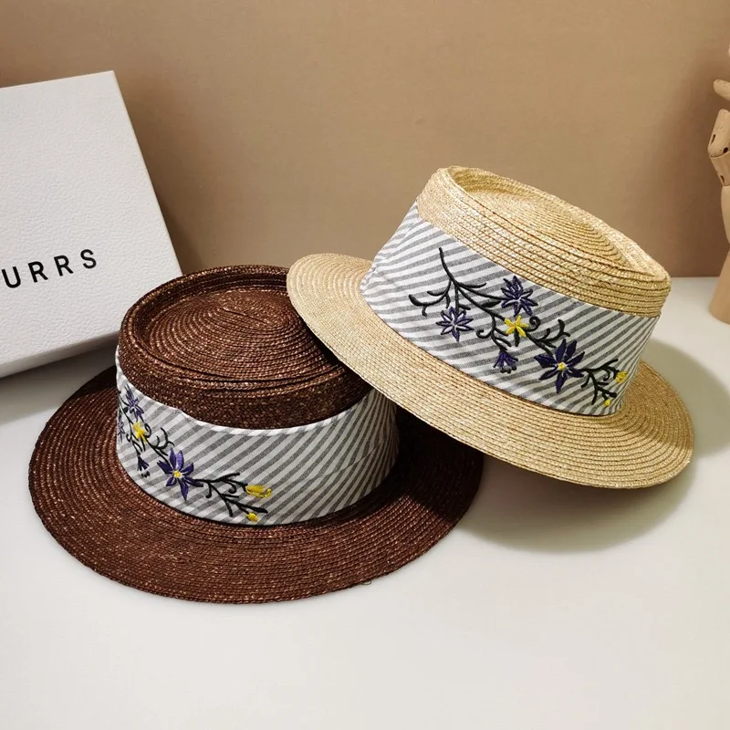 

New Summer Fashion Flower Ribbon Nice Natural Straw Hat Concave Top Beach Vacation Straw Hat Vintage Boho Sombrero Mujer Playa