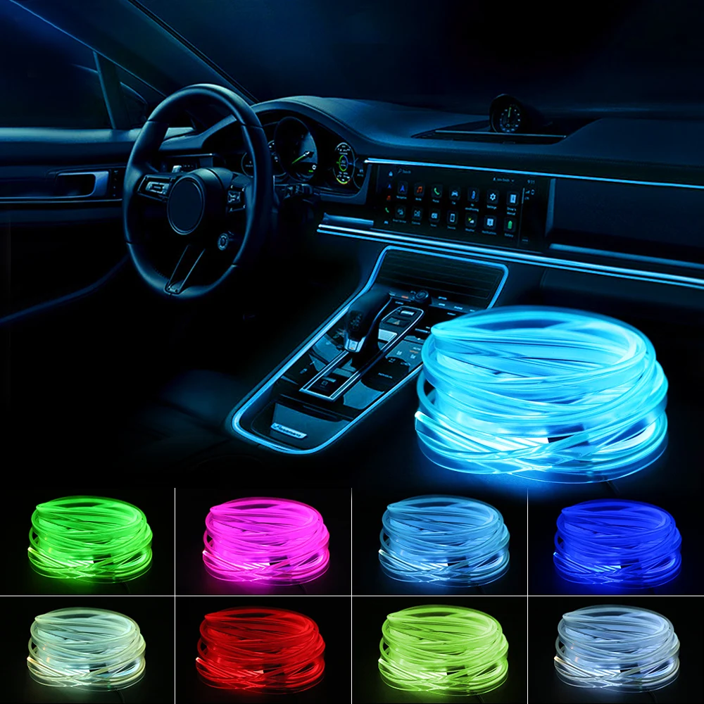 Lumières LED décoratives pour intérieur de voiture, câblage EL, bande néon  automatique, lumière ambiante flexible, USB, lampe de fête, accessoire -  AliExpress