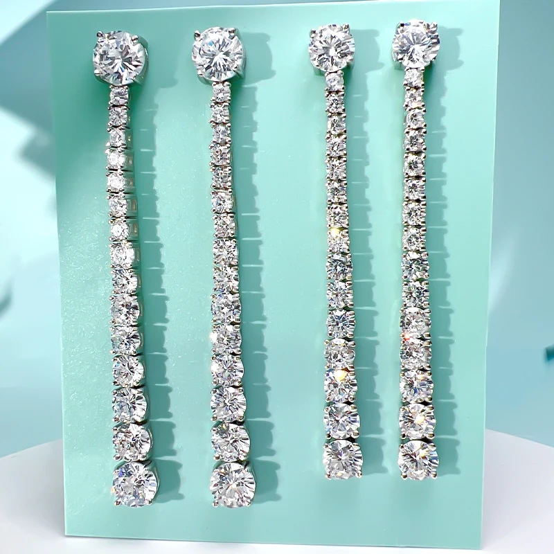 

Роскошная кисточка из серебра 925 пробы, подвеска в уши с импортным высокоуглеродистым бриллиантом, роскошный Банкетный стиль, Европейская мода, геометрия