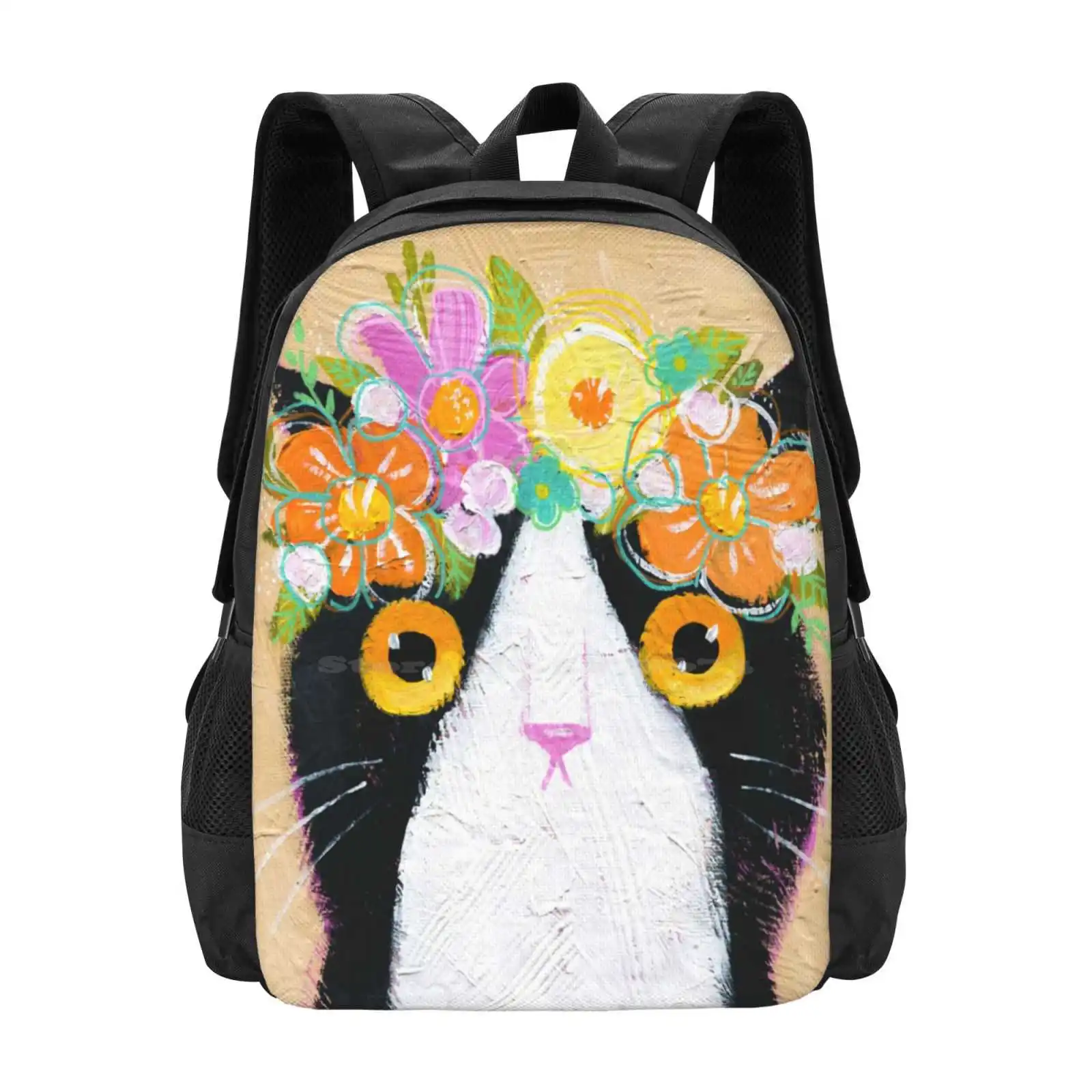 

Цветочная Корона Kitty'S, горячая Распродажа, рюкзак, модные сумки, кошки, Цветочная корона, весенние цветочные цветы, смокинг, кошка, народное искусство Kilkennycatart