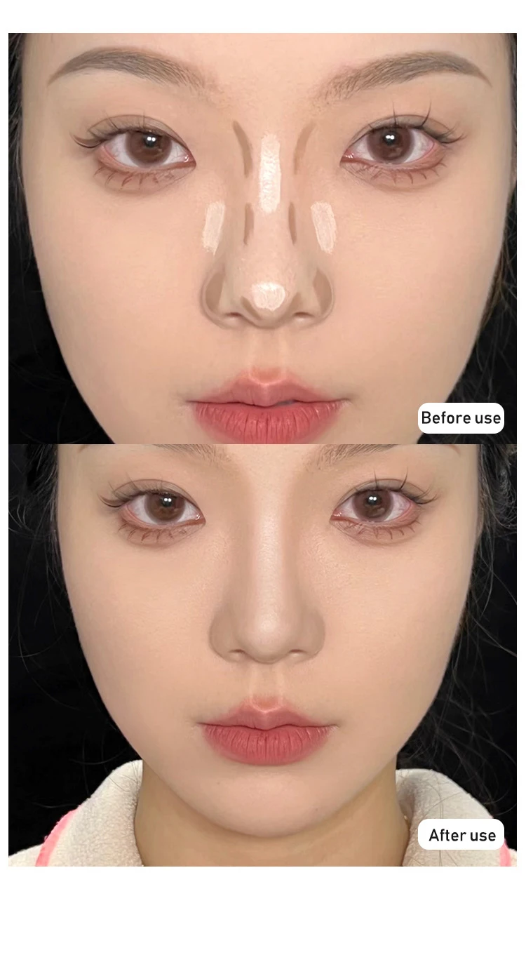 Description Picture 6 of item1/3pcs Set Facial Liquid Contour Stick 3D Cement Grey Nose Shadow Cream High Gloss Brighten Highlighter Bronzer Concealer Makeup