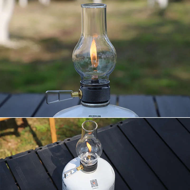 Camping Lamp Gas Candle Light Retro Glass Lampshade Atmosphere Light