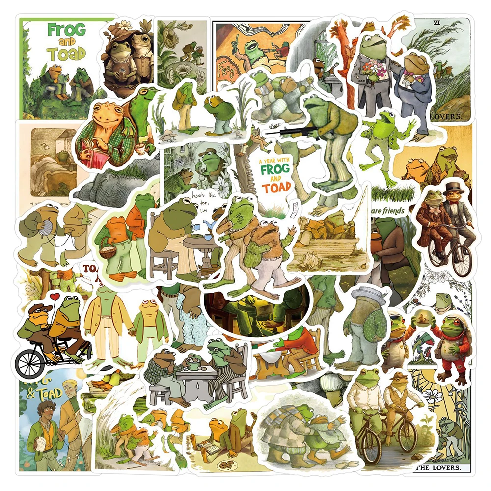 

10/30/50Pcs Cute Cartoon Frog And Toad Stickers for Laptop Luggage Waterproof Cool Decals Vintage Aesthetic Sticker DIY Toy Gift