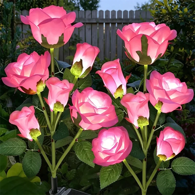 Decorative Solar Garden Rose Flower Lawn Lamp