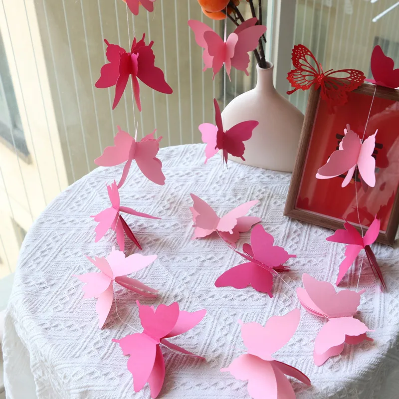 3m 3d bunte Papiers ch metter ling Girlande Ammern für Hochzeits feier Geburtstags fest DIY Banner hängen Dekorationen Schlafzimmer Dekor – Detail 7