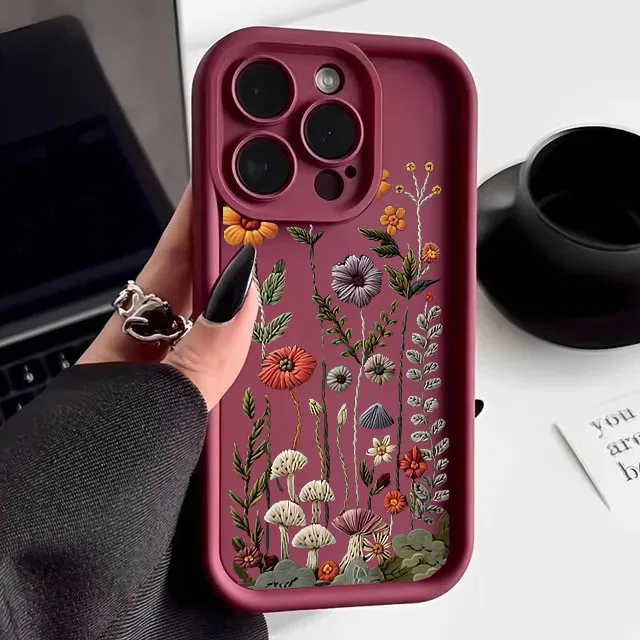 Retro Floral Flower Painted Silicone Phone Case