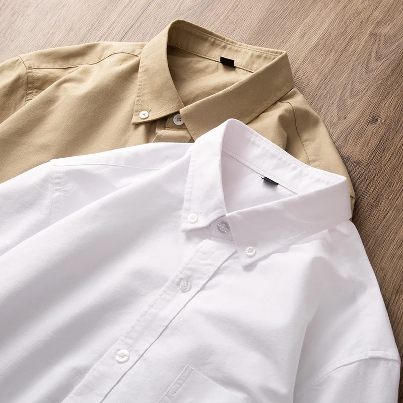 100% Cotton Oxford Casual Shirt For Men\'s Long Sleeves Single Patch Pocket Standard-fit Comfortable Button-down Social Shirts