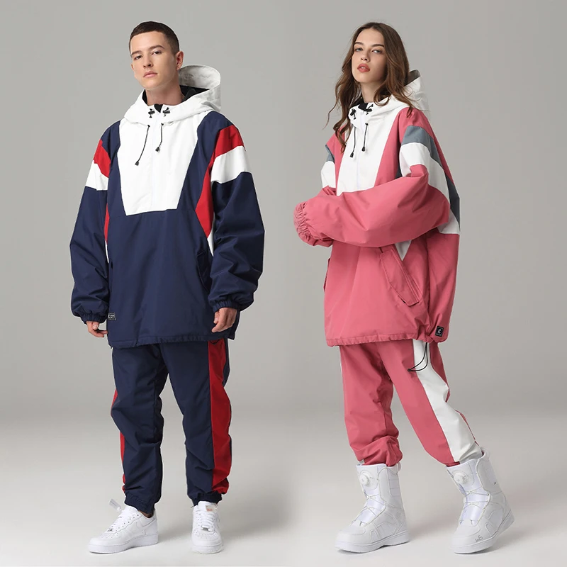 Snowboard Jacket Overalls Set New Ski Suit Women Men Outdoor Sports Warm Splicing Winter Ski Clothing Wind Proof Waterproof