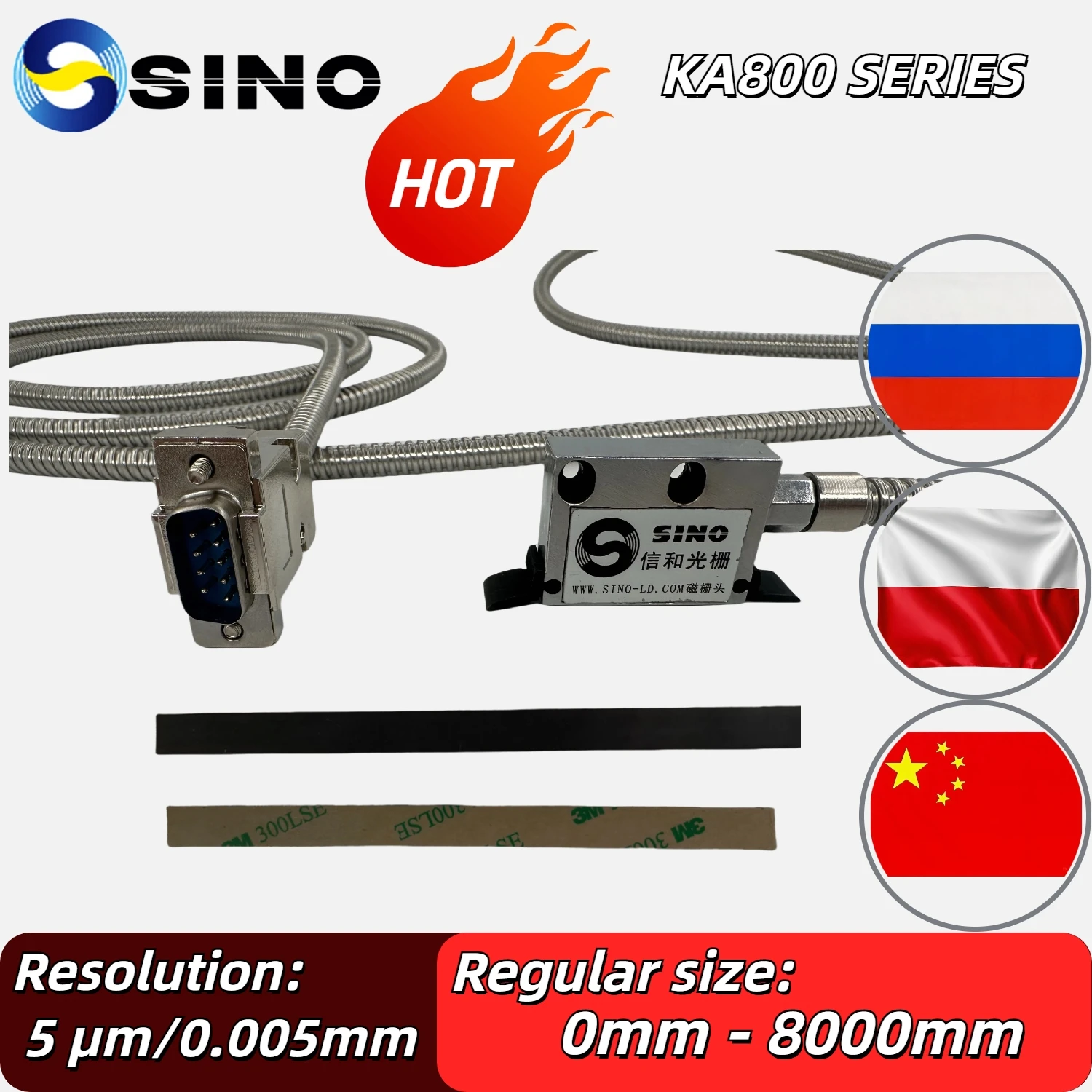 ไม้บรรทัดเชิงเส้นความแม่นยําสูงระบบการวัดแบบไม่สัมผัส DRO สําหรับตัวเข้ารหัสแม่เหล็กขนาดตะแกรงแม่เหล็กขนาดเล็ก 1