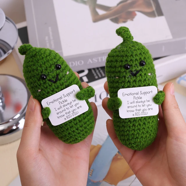 Knitted Emotional Support Pickle with Card 2