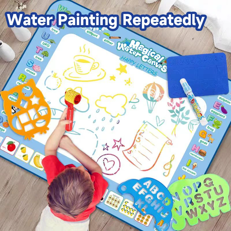 100x80CM 색칠 매직 워터 드로잉 매트 수채화 그림 매직 낙서 패드 재사용 가능한 매직 펜 교육 완구 선물