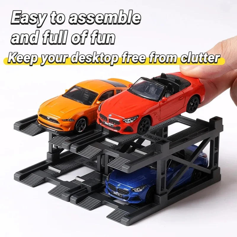 1/64 3D-Parkbau-Modellbausatz, DIY-Montage, mehrschichtige Parkstruktur, kostenloser kombinierbarer Ausstellungsständer für Spielzeugautos aus Druckguss – Detail 5