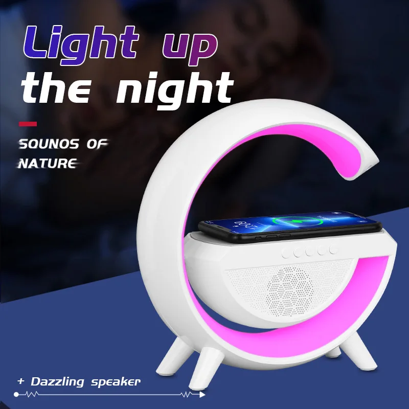 

LED App Control RGB Night Light Bluetooth Speaker Atmosphere Lamps Wireless Charger Sleep Bedroom Decoration