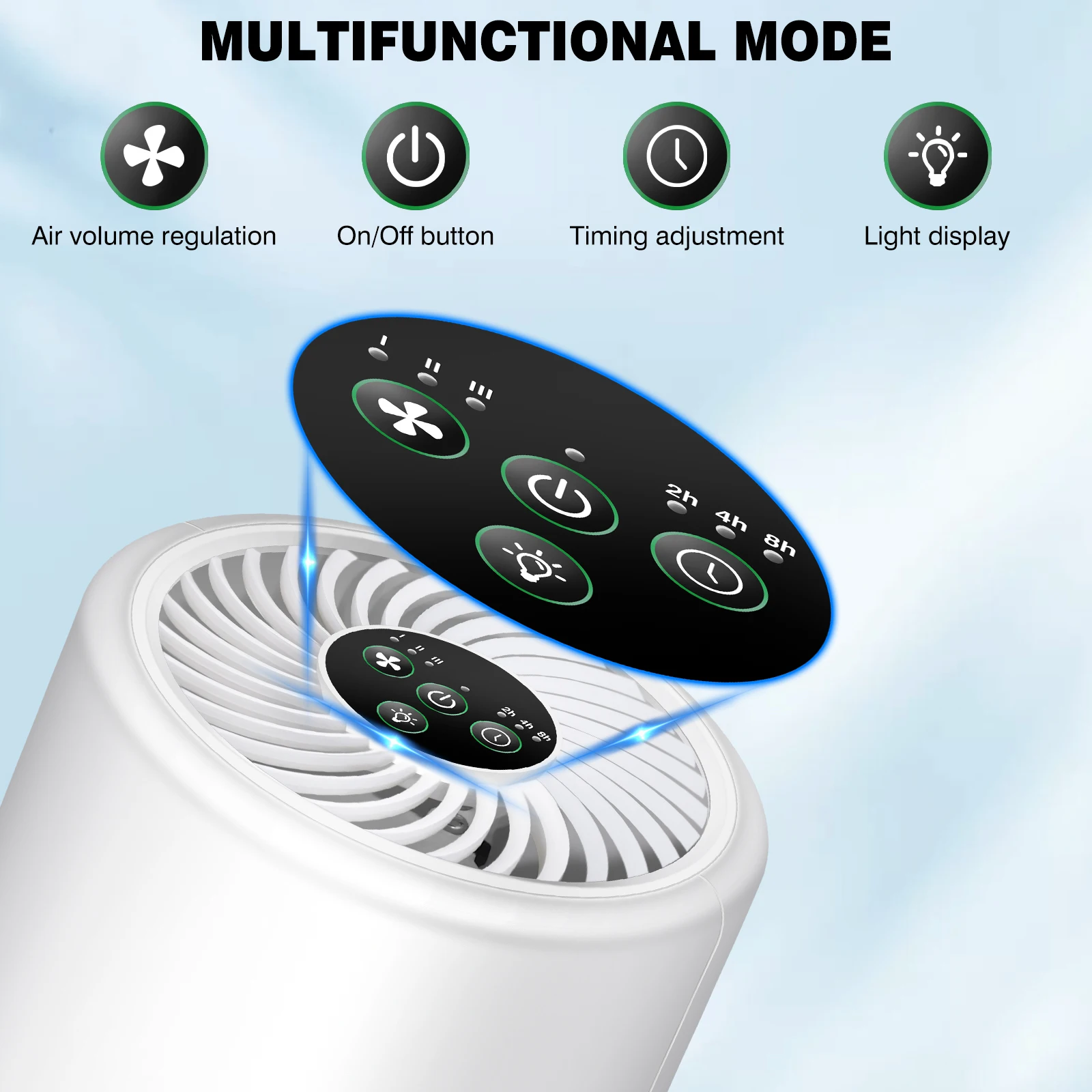 Air Purifier for Bedroom Home Portable Air Purifiers Air Cleaner with HEPA Filter /3 Speed/5 Timing,for Remove Dust,Pollen,Smoke 5