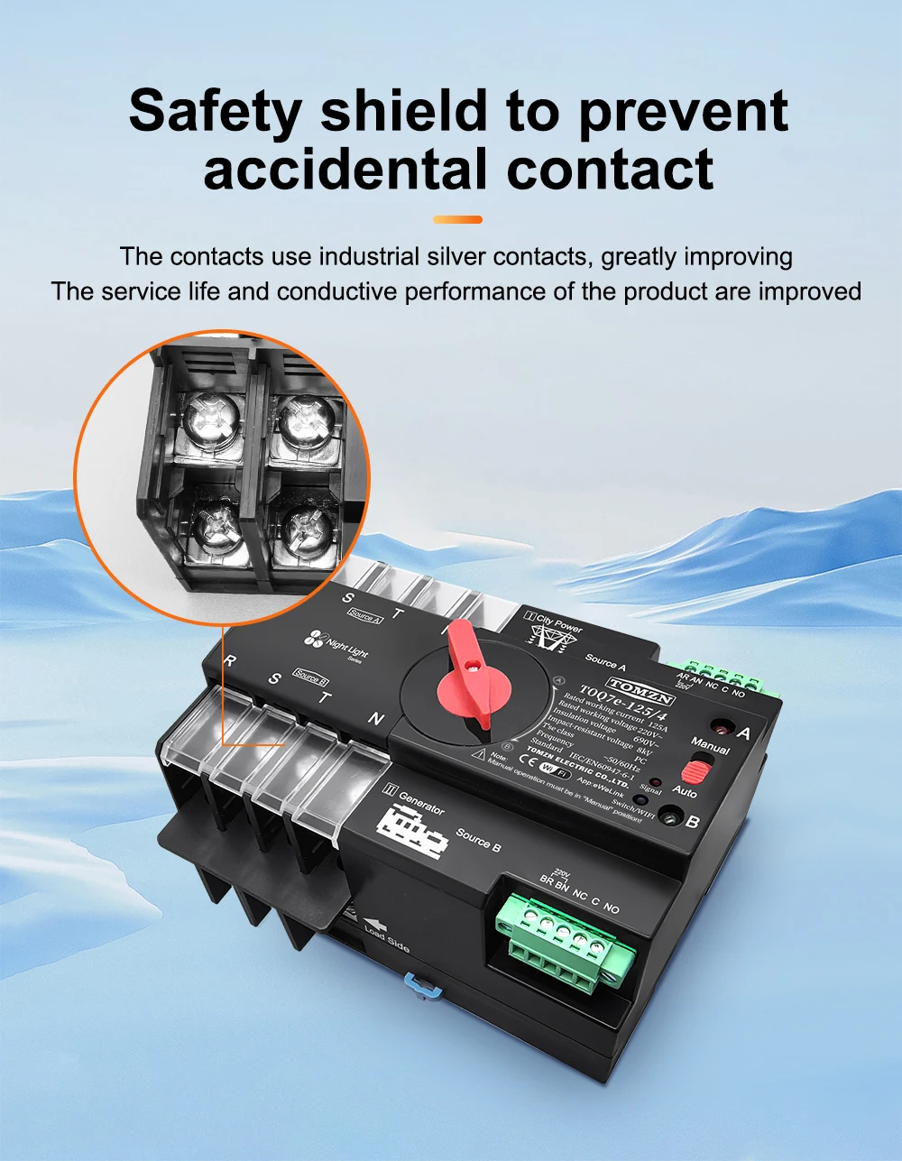 Din Rail eWelink WIFI Smart ATS Timer 230V Dual Power Automatic Transfer Selecto