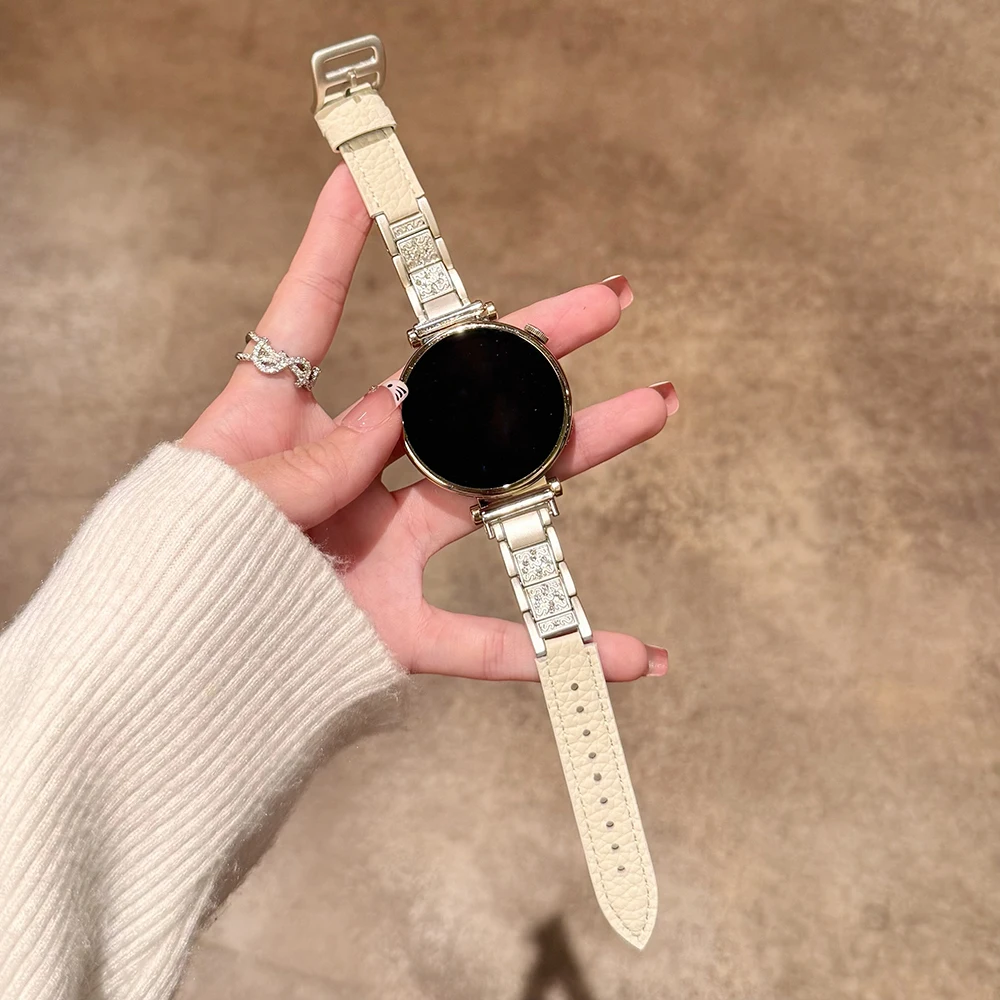 Elegant Diamond-Accented Women's Metal Watch Strap Bracelet
