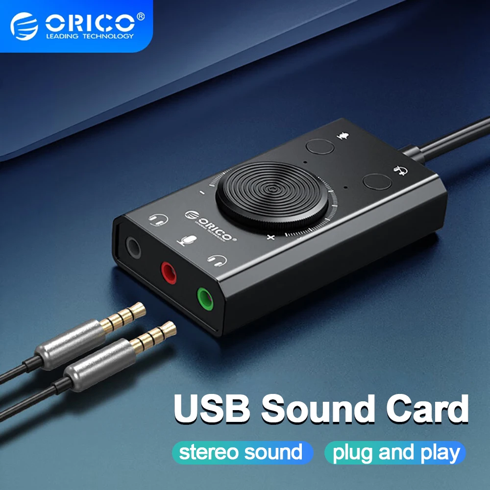 Orico-placa de Som Usb Externa Audio Jack Cabo Adaptador Ajuste de Volume Livre de Driver Microfone Estéreo Headconjunto Sc2 35 mm