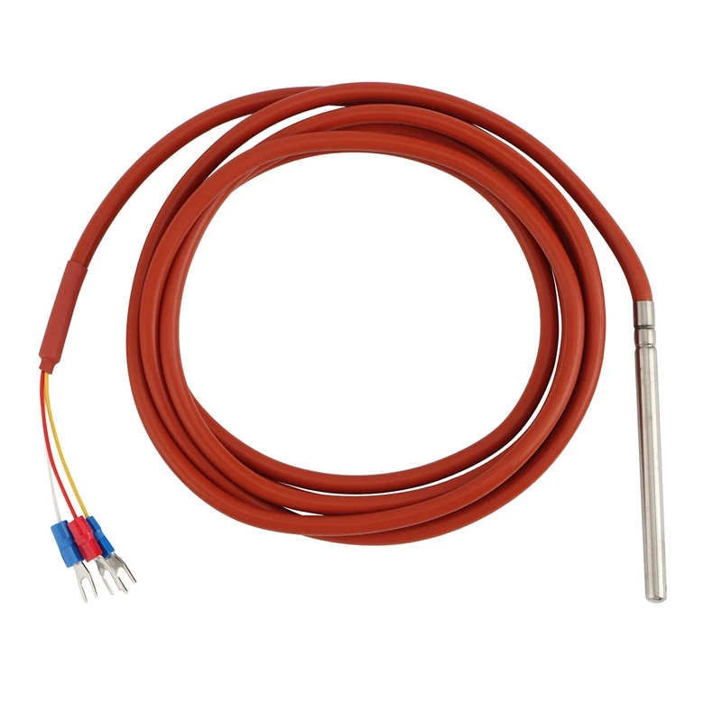 

PT100 RTD Temperature Sensor 6Mmx80mm Class B 2M Silicone Gel Coated Wire Platinum Resistance Pt 100 Stainless Steel