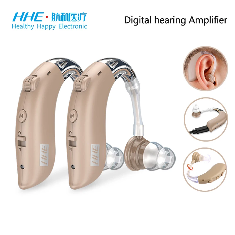 HHE Hearing Aids Sound Amplifier Rechargeable Mini Digital Invisible Deaf-Aid Behind Health Care Ear Hearing Aids For Deafness