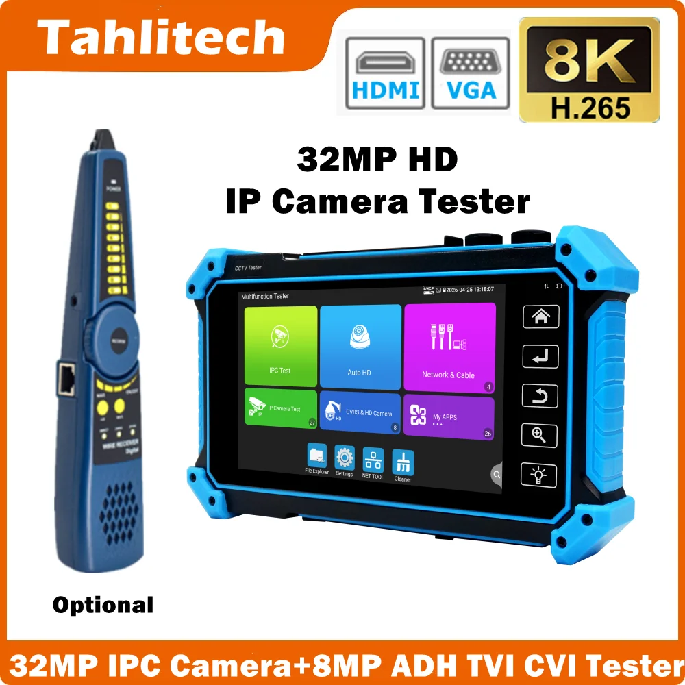 Tester CCTV per Telecamere IP, Mini Monitor AHD 4K HDMI VGA, Tester IPC CCTV PoE, Monitor Portatile per Test Cavi Telecamere CFTV ONVIF PTZ