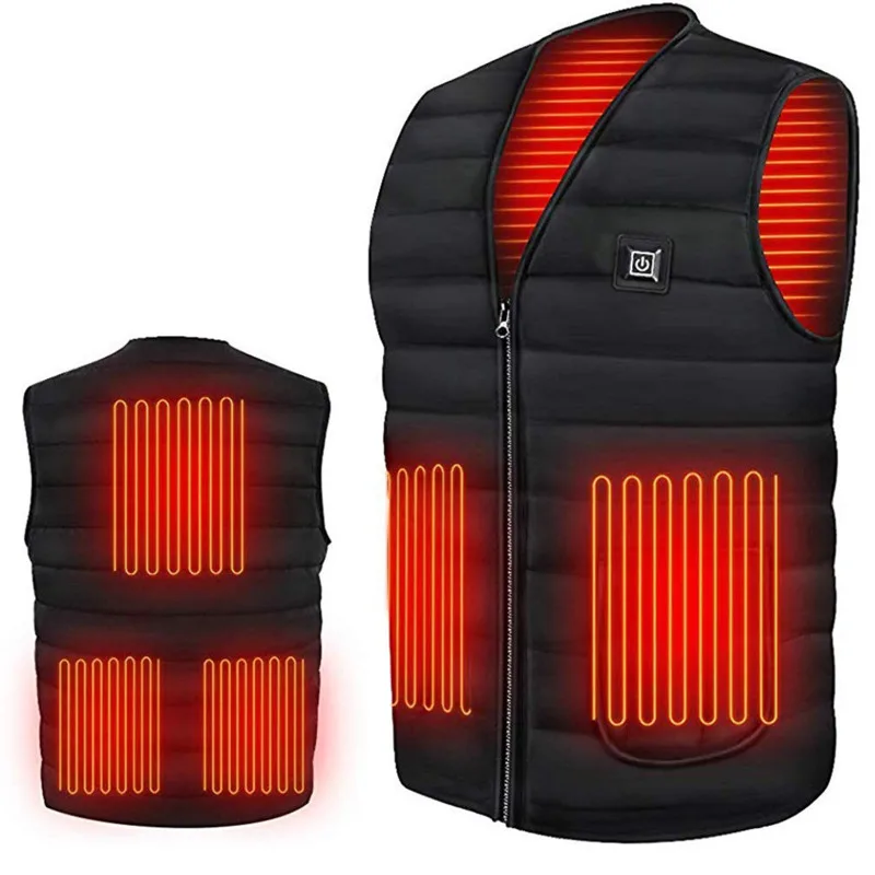 

5/9 Places Heated Vest Men Women Usb Heated Jacket Heating Vest Thermal Clothing Hunting Vest Winter Heating Jacket Black -6XL