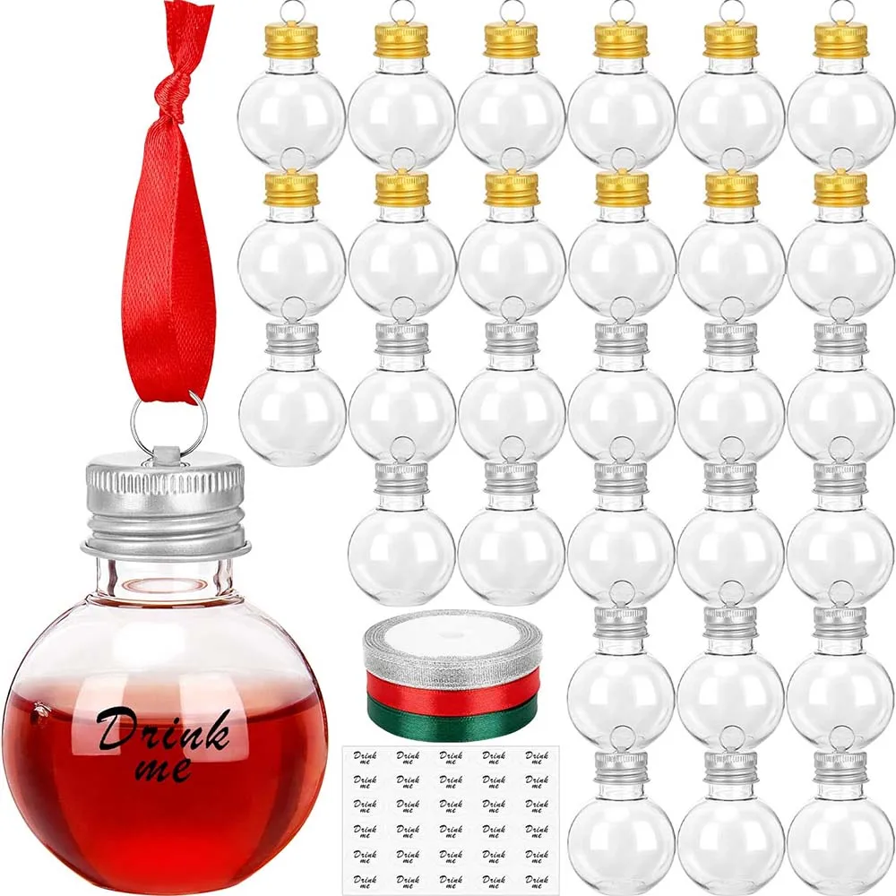 

30PCS Christmas Booze Balls,Christmas Tree Hanging Ornaments Plastic Fillable Bulbs Pendant Ball for Christmas Home Party Decor