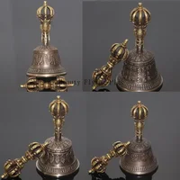 Nepal Tibetan Bells Chimes Handmade Brass Vajra Bell and Pestle Meditation Tool Sound Healing Instrument Buddhist Supplies Gifts 1