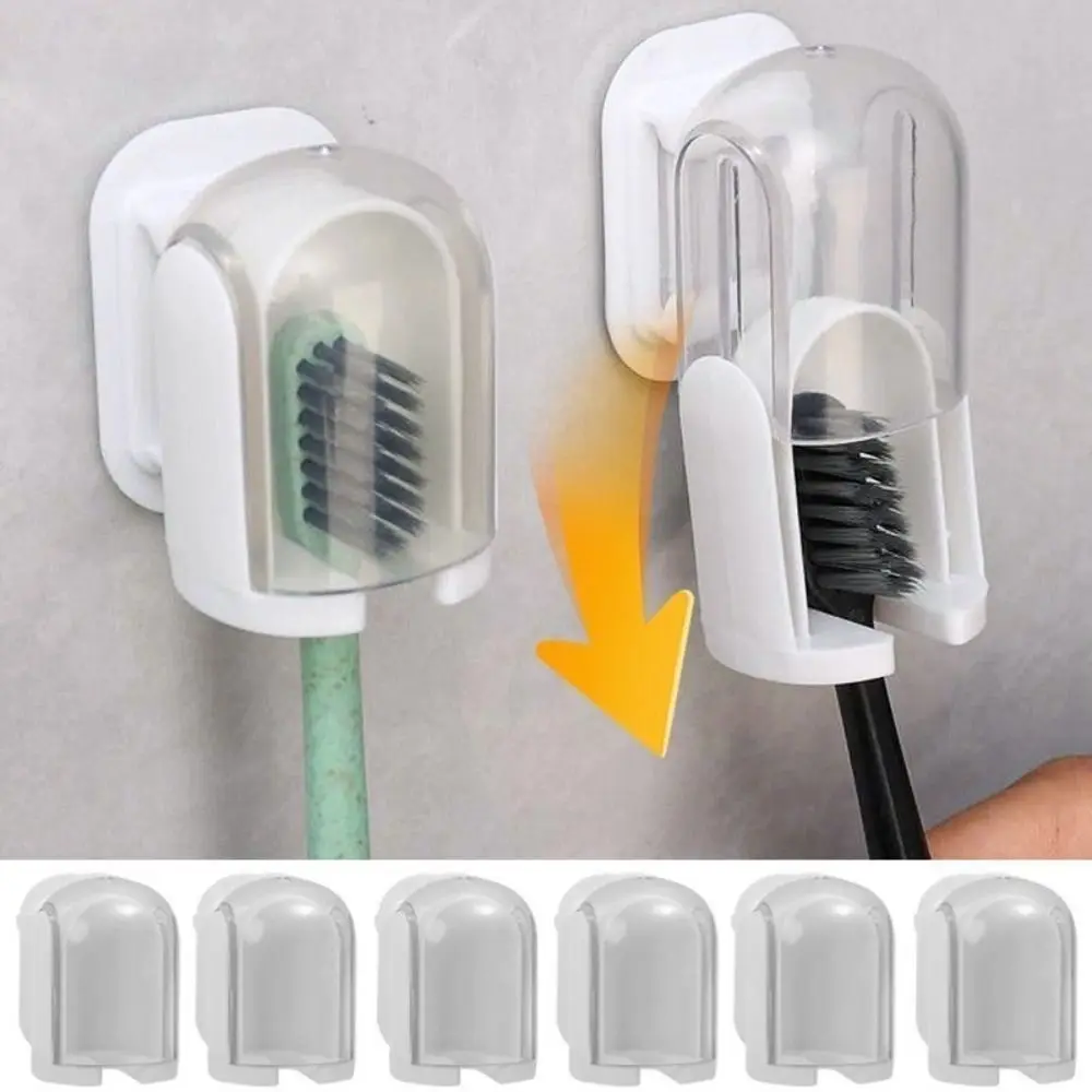 New Tool Convenient Toothbrush Holder Flip-top Pull-out Toothbrush Dustproof Cover Wall Mounted Punch Free Rack