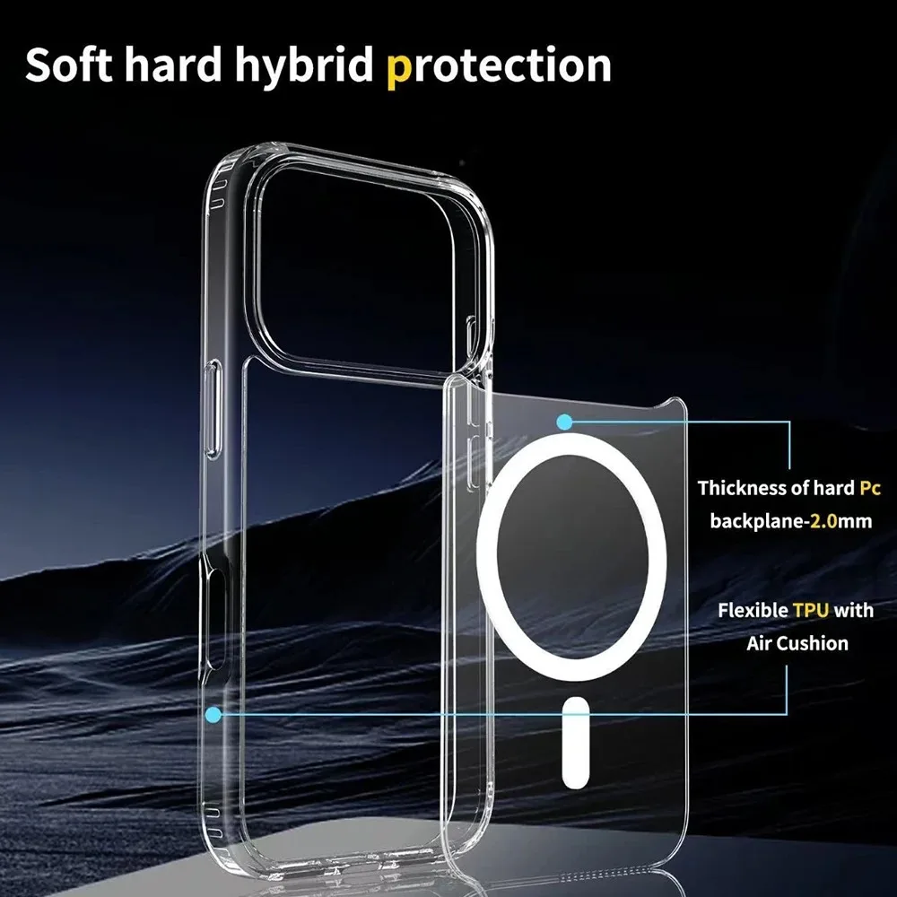 Magnetic Protection Shockproof Transparent Phone Case with MagSafe Compatibility