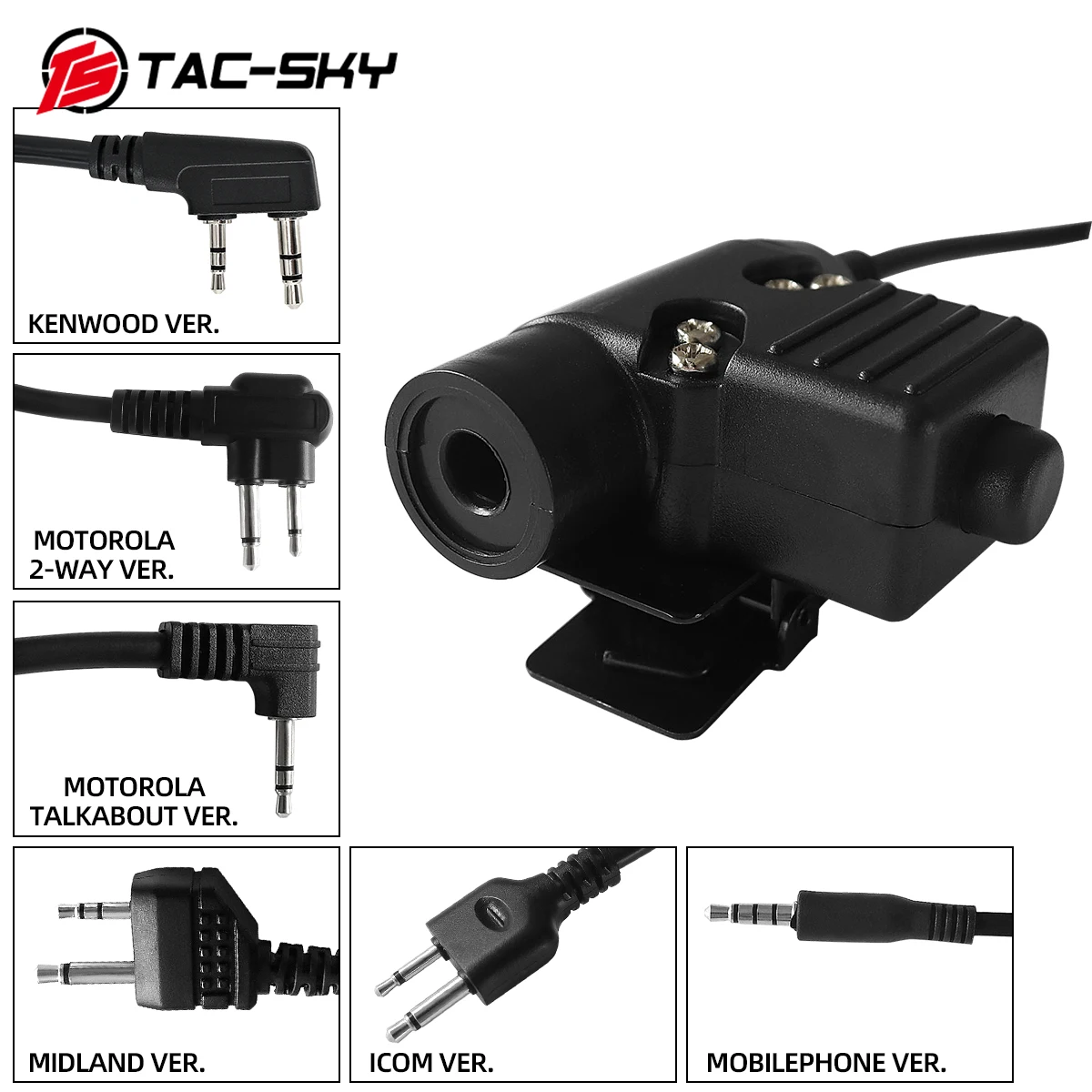 TAC-SKY U94 PTT Tactical PTT Outdoor Hunting Sports Tactical Headset Walkie Talkie Military Radio Headset Adapter PTTU94 PTT