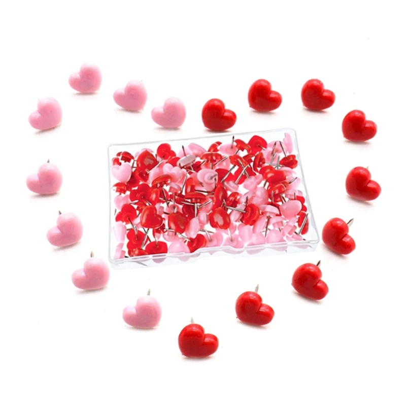 Map Heart Push Pins 100 Pcs for World Maps Cork Boards