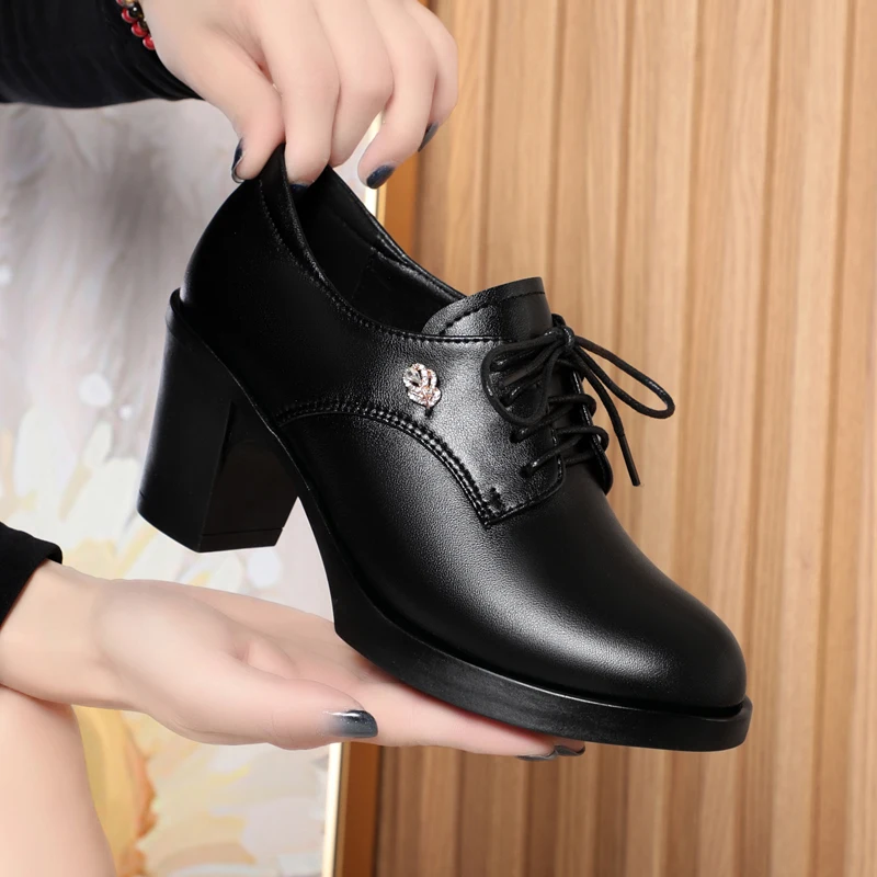 DIMANYU Genuine Leather Women's Shoes Spring 2024 New Lace-up Female Dress Shoes Large Size Office Shoes Lady