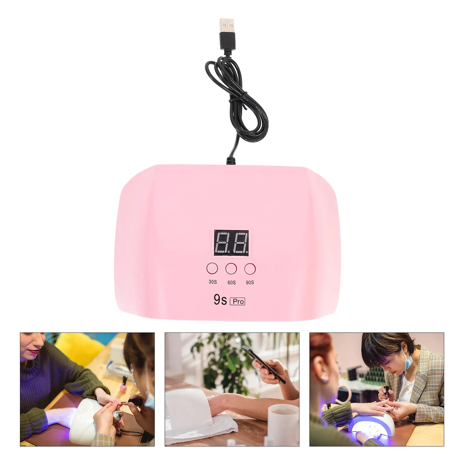 전문가용 LED 네일 램프, 대형 LCD 디스플레이, 30초/60초/90초 타이머, UV 젤 폴리쉬 경화용 매니큐어 라이트, 네일 아트 도구