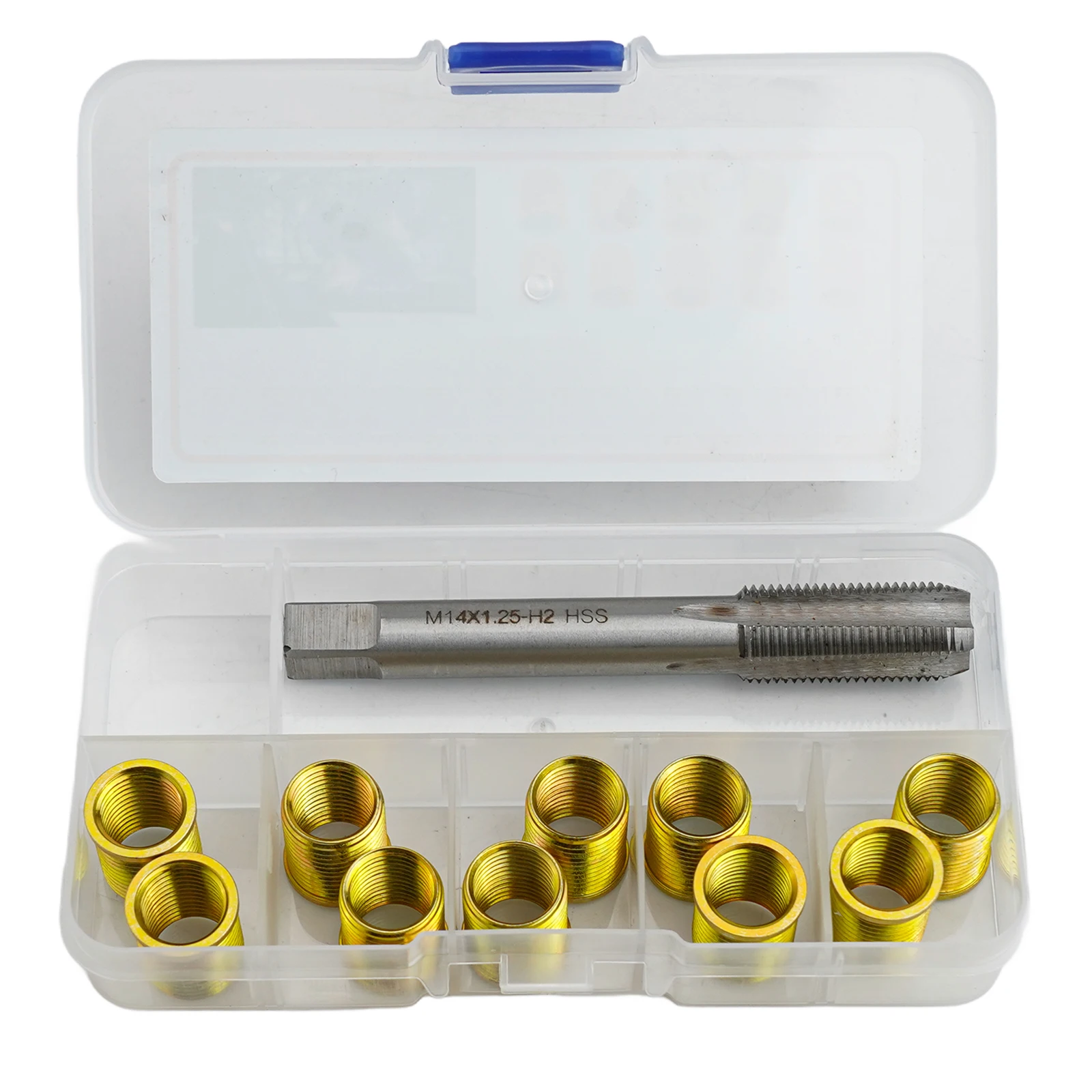 M12 x 1/25 및 M14 x 1/25 용도에 적합한 인서트와 탭이 포함된 11종 종합 나사 구멍 수리 도구 세트
