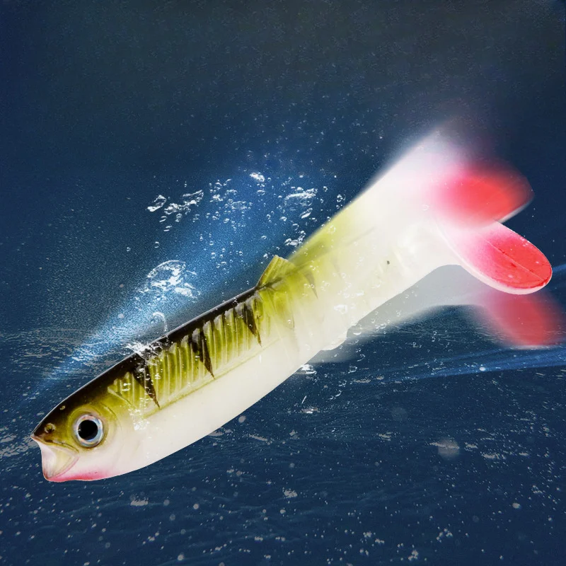 Ackibbik 10pcs Silicone Soft Bait Paddle Tail Swimbait 8cm Artificial Fishing Lure for Walleye Bass Pike Tackle T-Tail Swimbait