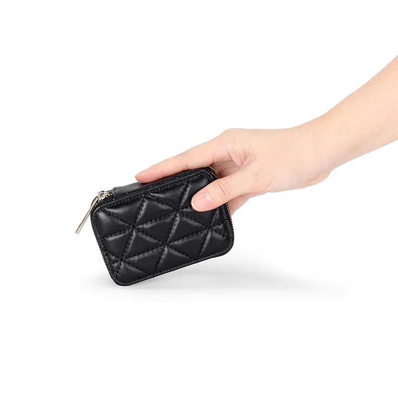Genuine Leather Ladies Lipstick Bag EDC Earphone Organizer Coin Wallet Excellent Leather Mini Makeup Case Mirror Lipstick Pocket