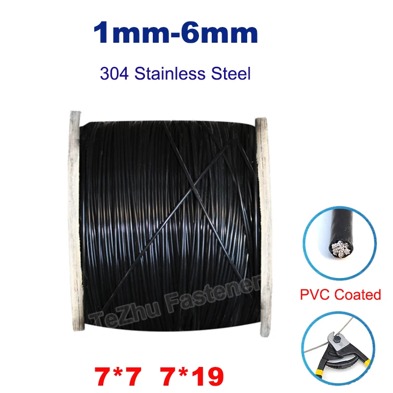 304 Stainless Steel Wire Rope Cable Clothesline Steel Rope Line PVC Coated Soft 7*7 7*19 Dia 1mm~6mm Rustproof Grape Frame stainless steel wire rope stainless steel cable rope