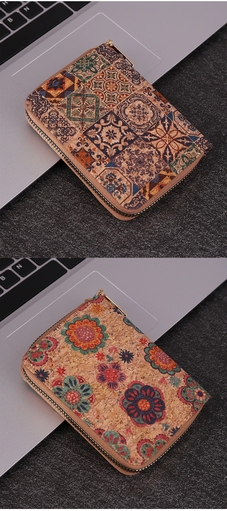 Cross border multifunctional Bohemian style short women's wallet, wood grain multi card slot wallet, large capacity portable car