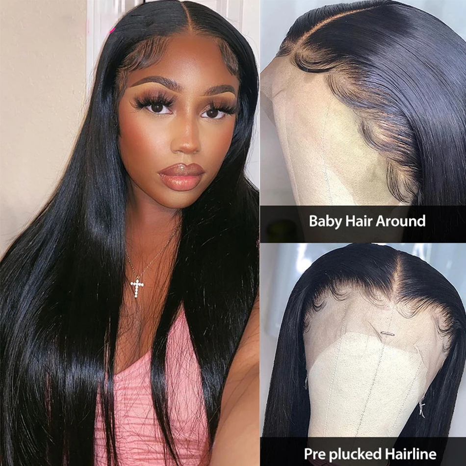

180%density straight wig Women Lace Front Wigs 26inch Natural hairline With Baby Hair Glueless