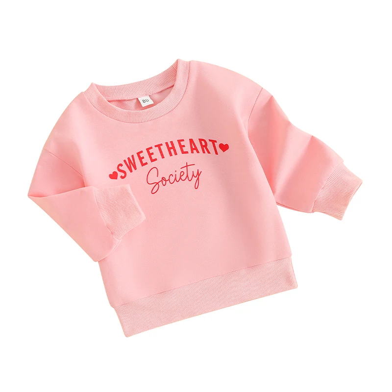 

Toddler Baby Girls Valentine s Day Sweatshirts Baby Girl Valentines Day Outfit Crewneck Letter Print Embroidery Sweatshirt